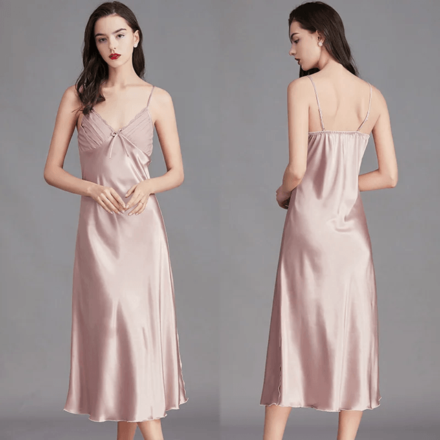 Elegant Satin Silk Nightgown For Women Sleeveless Long Slip Dress 1