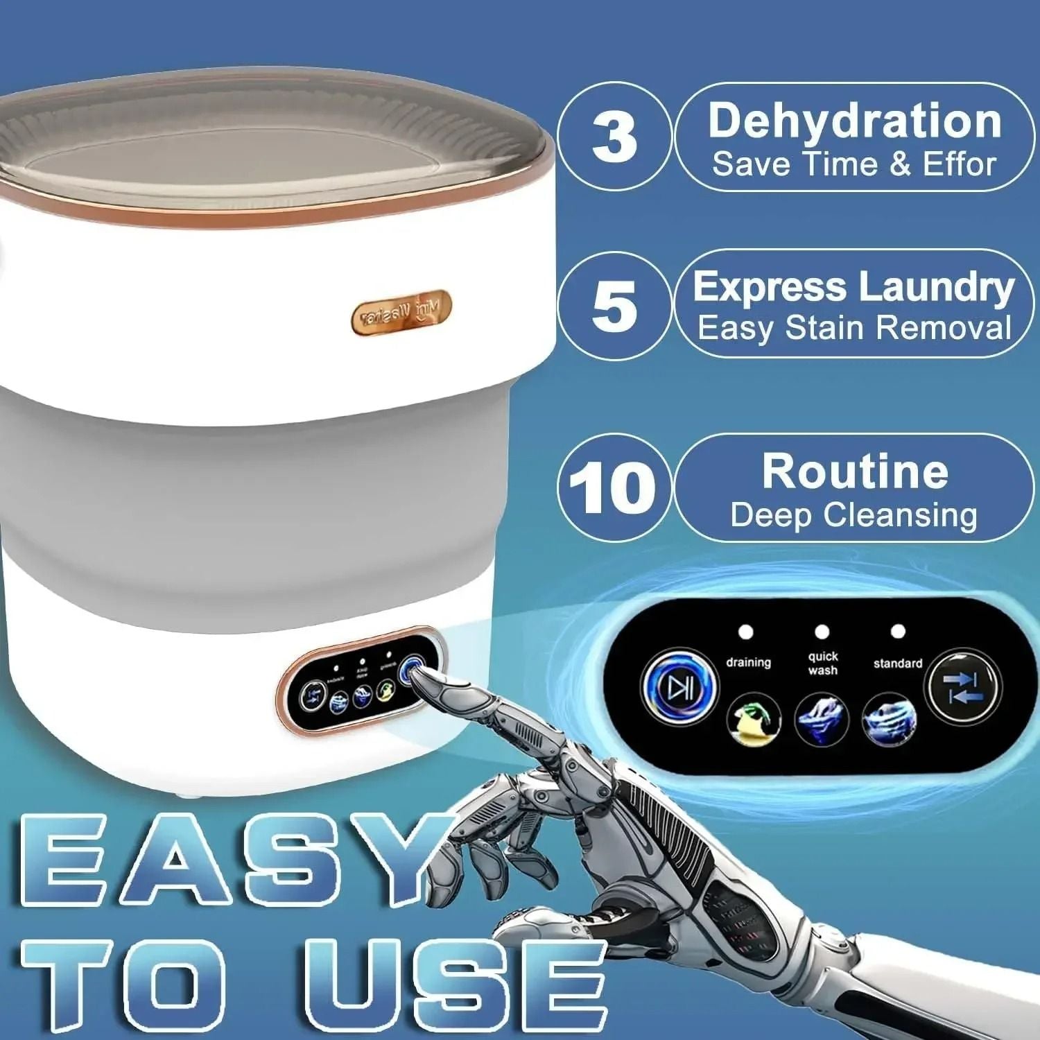 Collapsible 15L Portable Washer With Spin Dryer 1