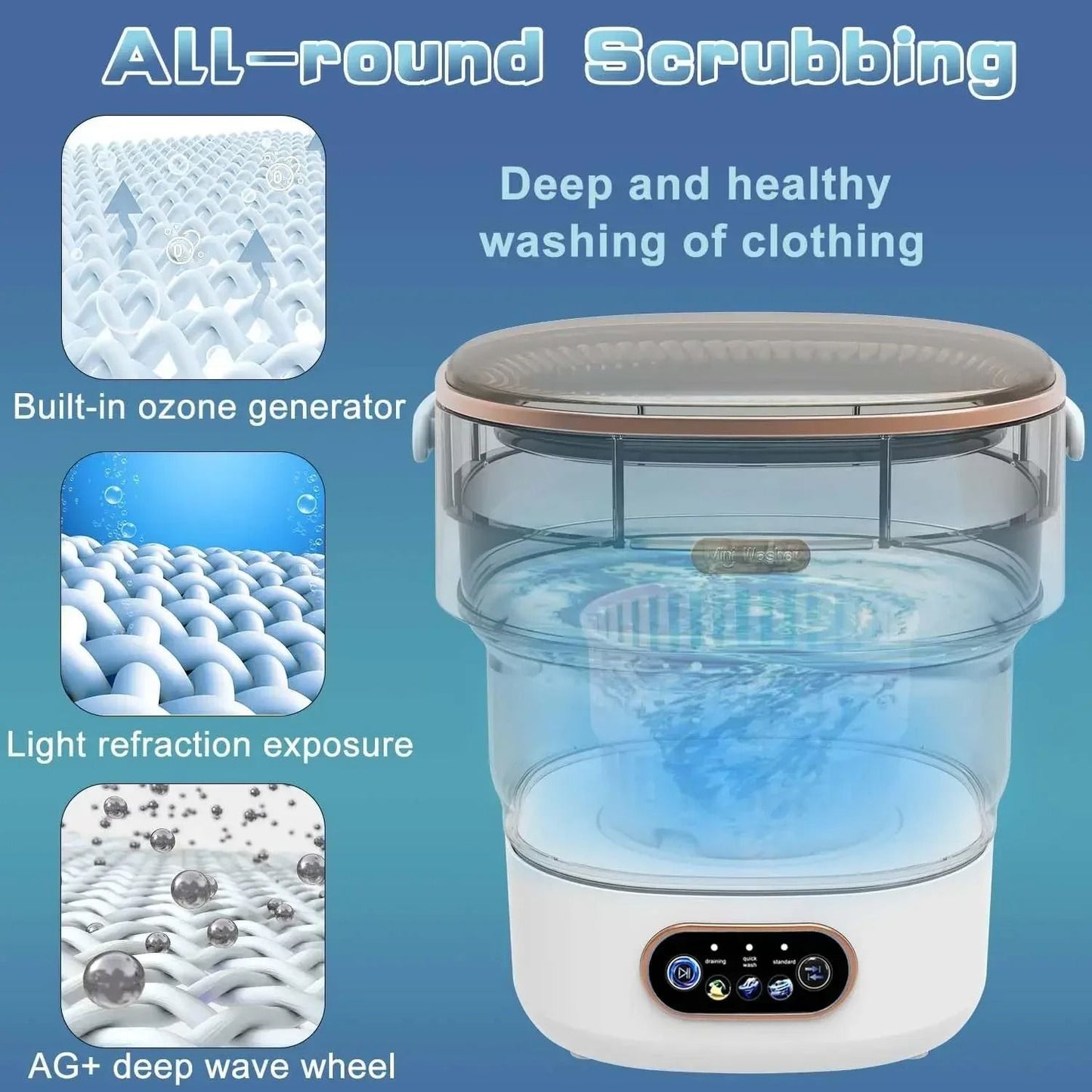 Collapsible 15L Portable Washer With Spin Dryer 2