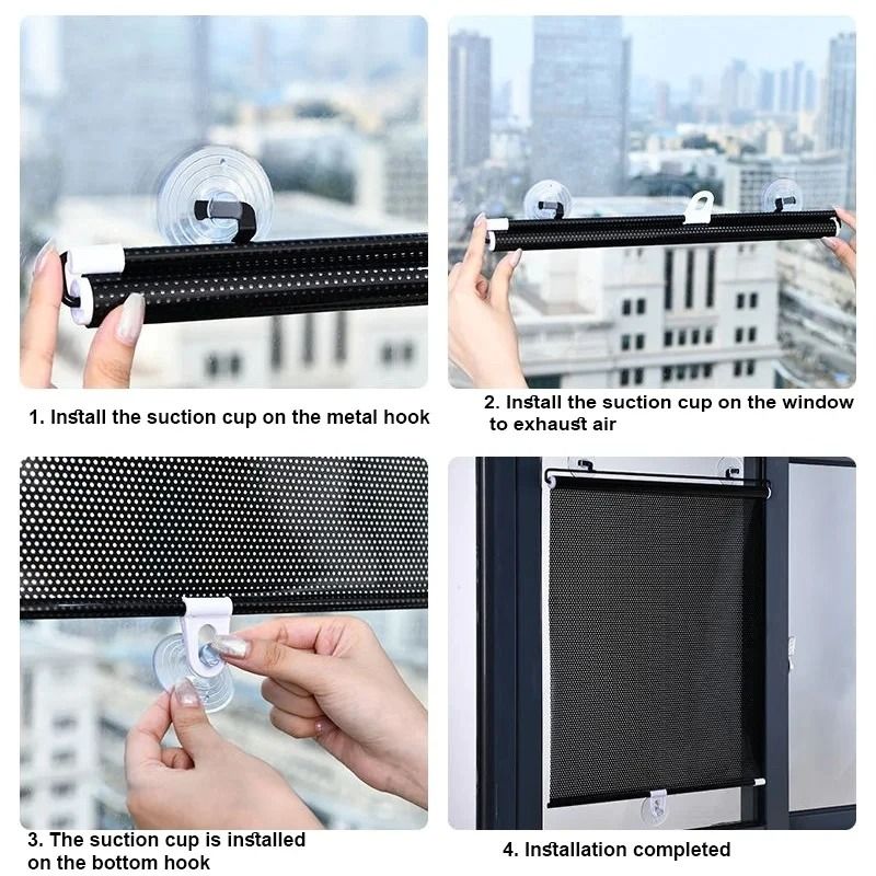 Universal Suction Cup Blackout Roller Blinds For Windows And Cars 6