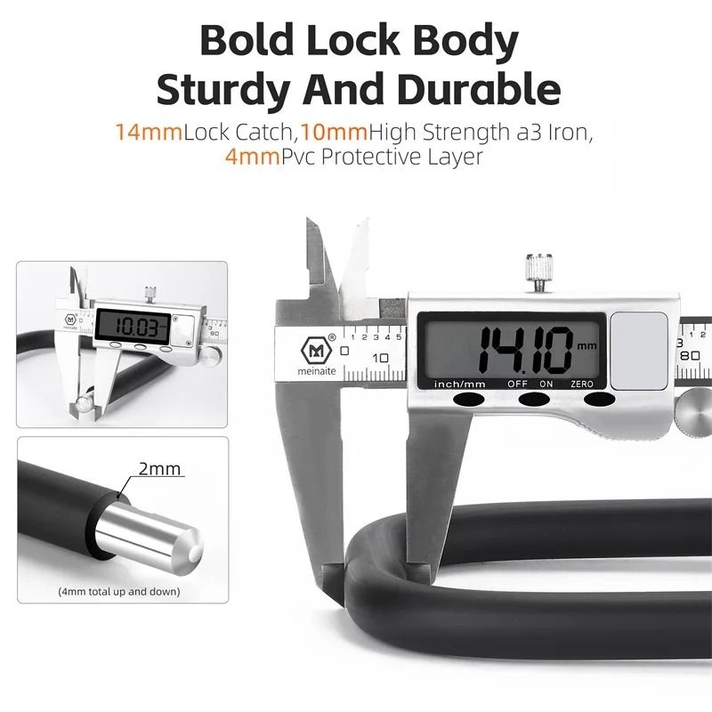 West Biking Heavy Duty U Lock With Cable And Bracket 3