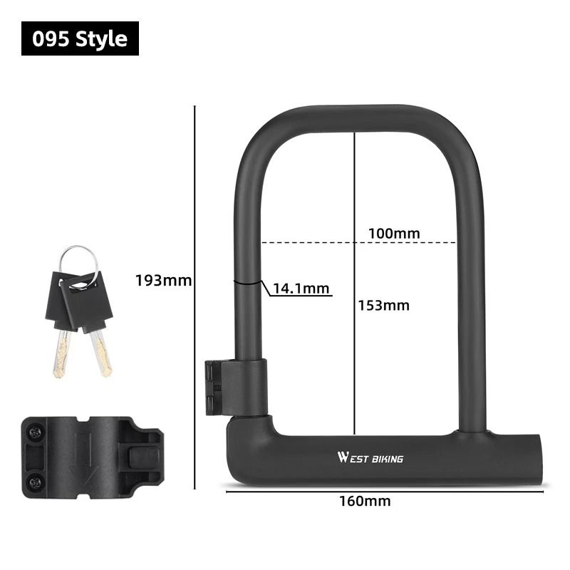 West Biking Heavy Duty U Lock With Cable And Bracket 7