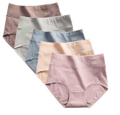 5 Pack Womens Cotton High Waisted Underwear Tummy Control Breathable Comfort 2