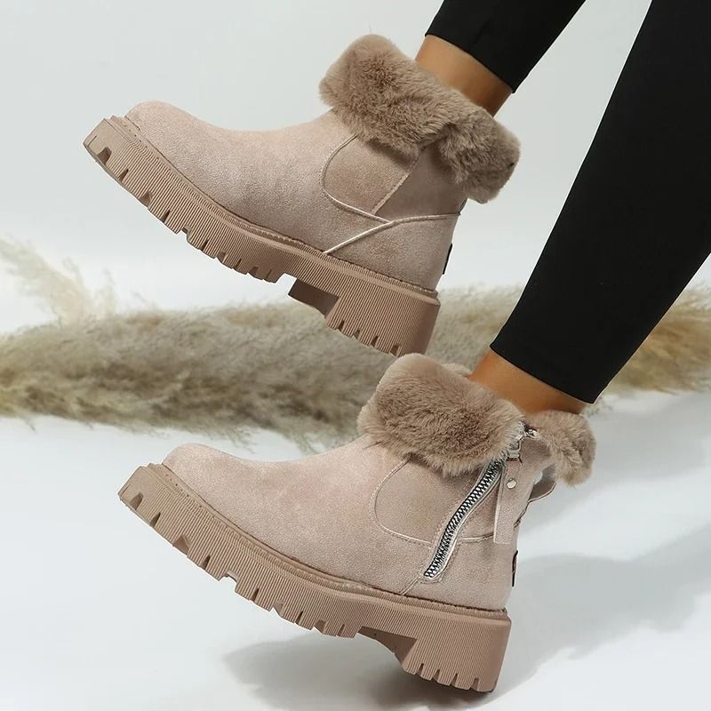 Thick Plush Faux Suede Snow Boots for Women