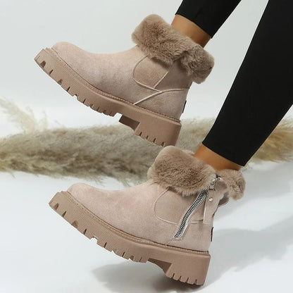Thick Plush Faux Suede Snow Boots for Women