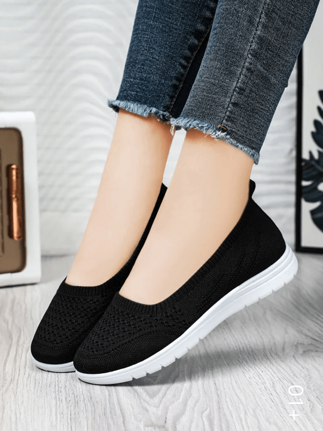 Womens Slip On Mesh Casual Shoes Lightweight Non Slip Walking Flats 1