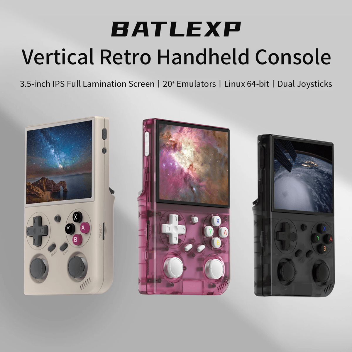 BATLEXP G350 Retro Handheld Game Console with IPS Screen Dual Joystick and Vibration
