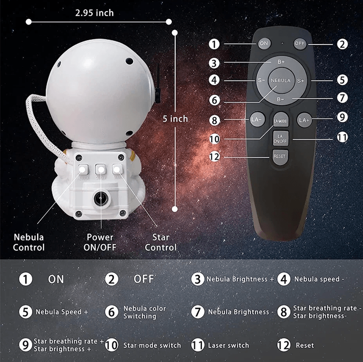 Galaxy Star Astronaut Projector Night Light For Kids And Home Decor 1