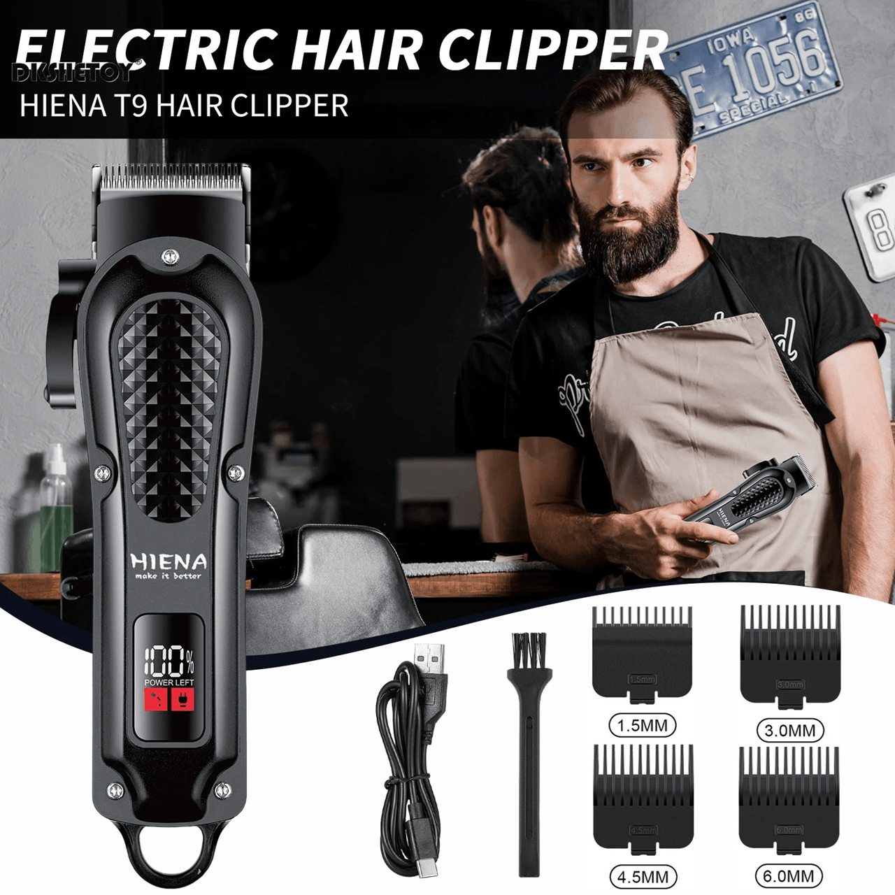 Professional Cordless Hair Clipper Rechargeable Beard and Hair Trimmer