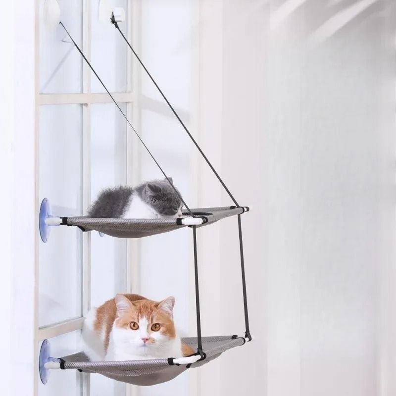Double Decker Cat Window Hammock Bed With Sunbathing Tunnel 2