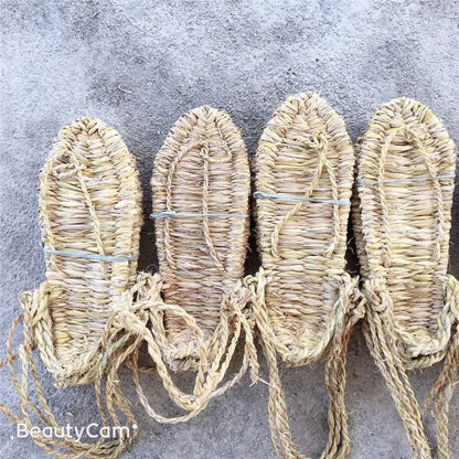 Hand Woven Straw Beach Sandals for Men and Women