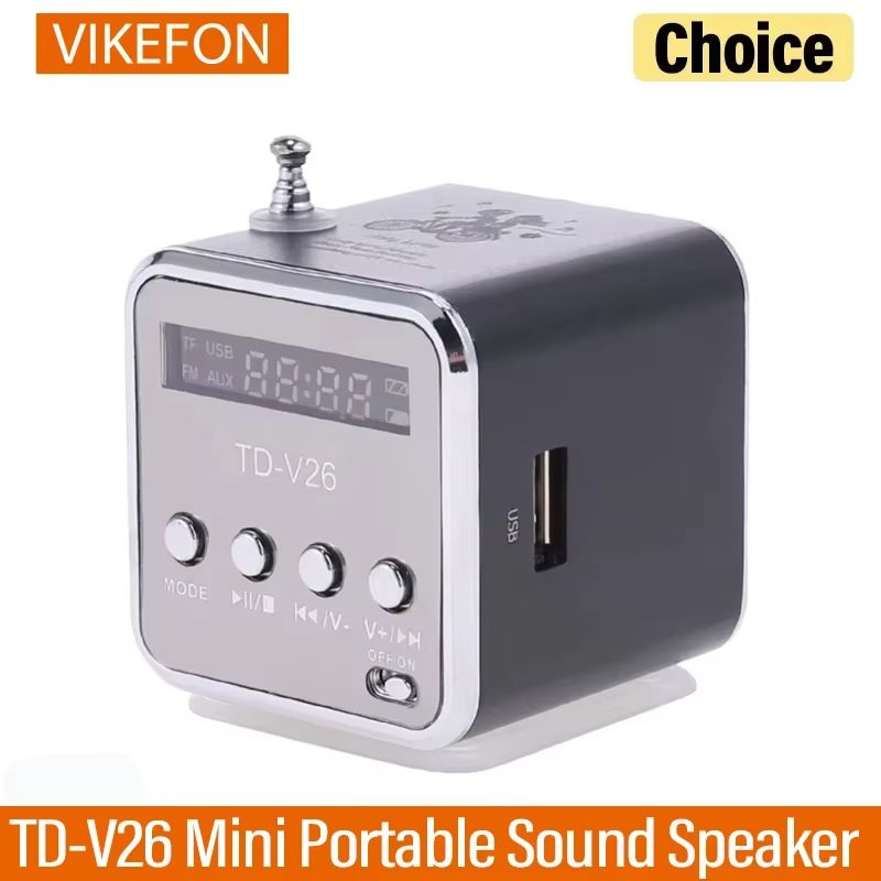 VIKEFON TD-V26 Mini Bluetooth Speaker with FM Radio – Portable Stereo Music Player with TF Card & AUX