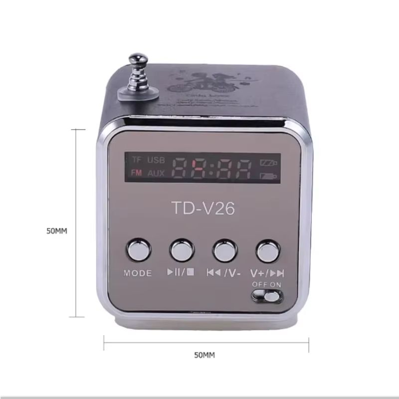 VIKEFON TDV26 Mini Bluetooth Speaker With FM Radio  Portable Stereo Music Player With TF Card  AUX 5