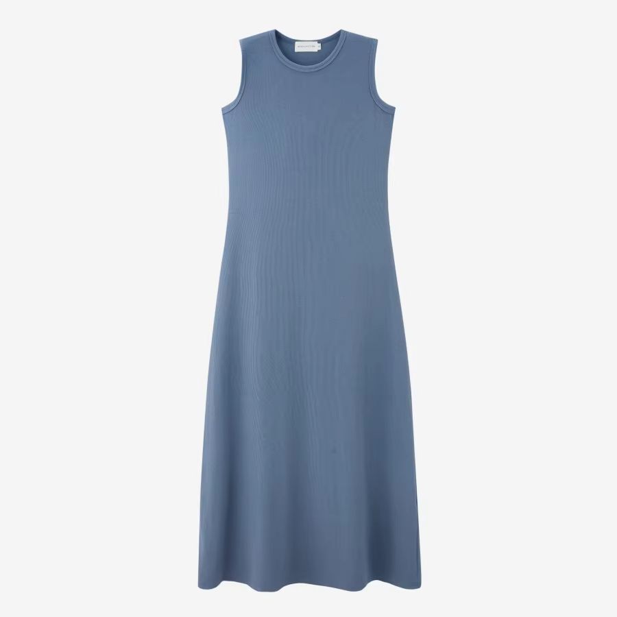 Womens Summer Matching Set  Ribbed Wrap Top  HighStretch ALine Dress 13