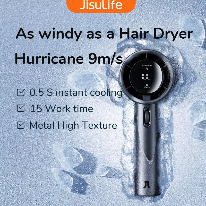 JISULIFE Mini Portable Fan – Rechargeable Handheld Fan with 100 Speeds, 5000mAh Battery & LED Display