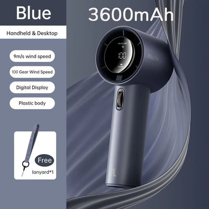 JISULIFE Mini Portable Fan  Rechargeable Handheld Fan With 100 Speeds 5000mAh Battery  LED Display 9