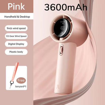 JISULIFE Mini Portable Fan  Rechargeable Handheld Fan With 100 Speeds 5000mAh Battery  LED Display 6