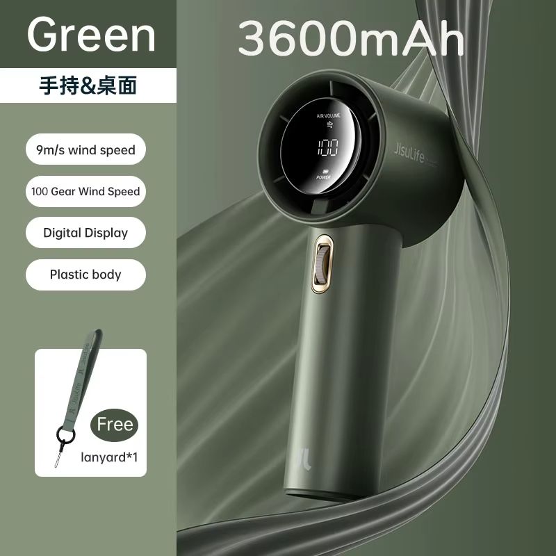 JISULIFE Mini Portable Fan  Rechargeable Handheld Fan With 100 Speeds 5000mAh Battery  LED Display 7