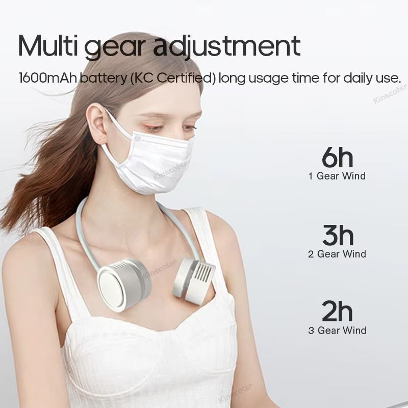 Portable Foldable Neck Fan  Rechargeable 1600mAh USB Personal Cooling Fan For Sports Travel  Outdoo 2