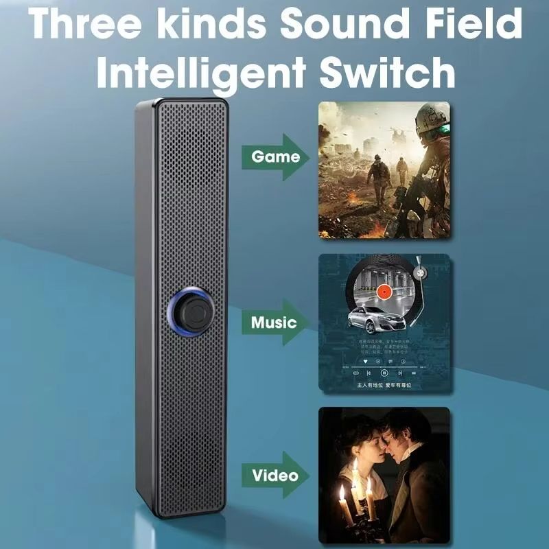 PC Bluetooth Soundbar Speaker  USB Powered Wireless  Wired Audio System For TV Laptop Gaming  Home  3