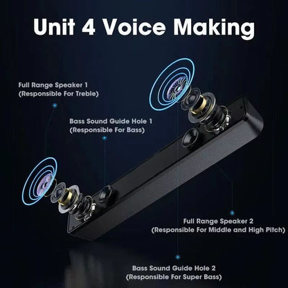 PC Bluetooth Soundbar Speaker  USB Powered Wireless  Wired Audio System For TV Laptop Gaming  Home  5