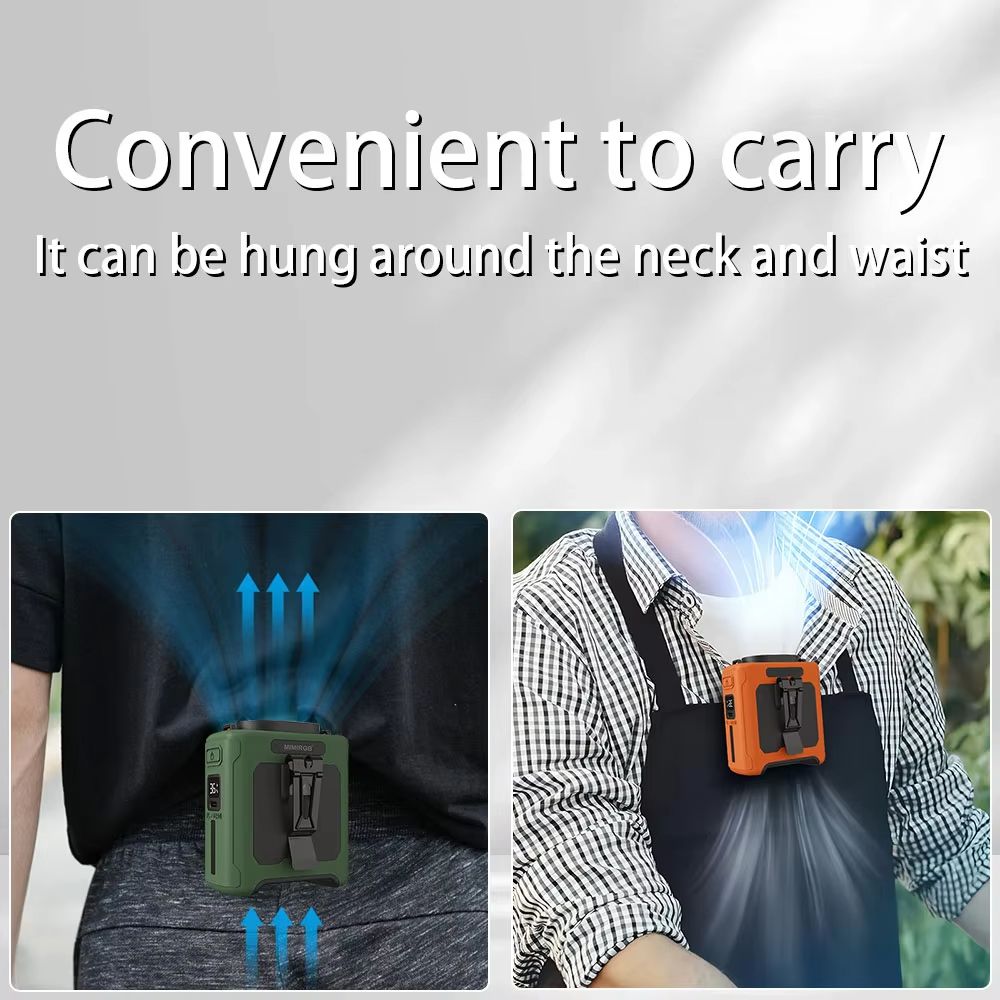 10000mAh HandsFree Waist Fan With 5 Speeds  LED Light  LongLasting Wearable Neck Fan For Outdoor Wo 1