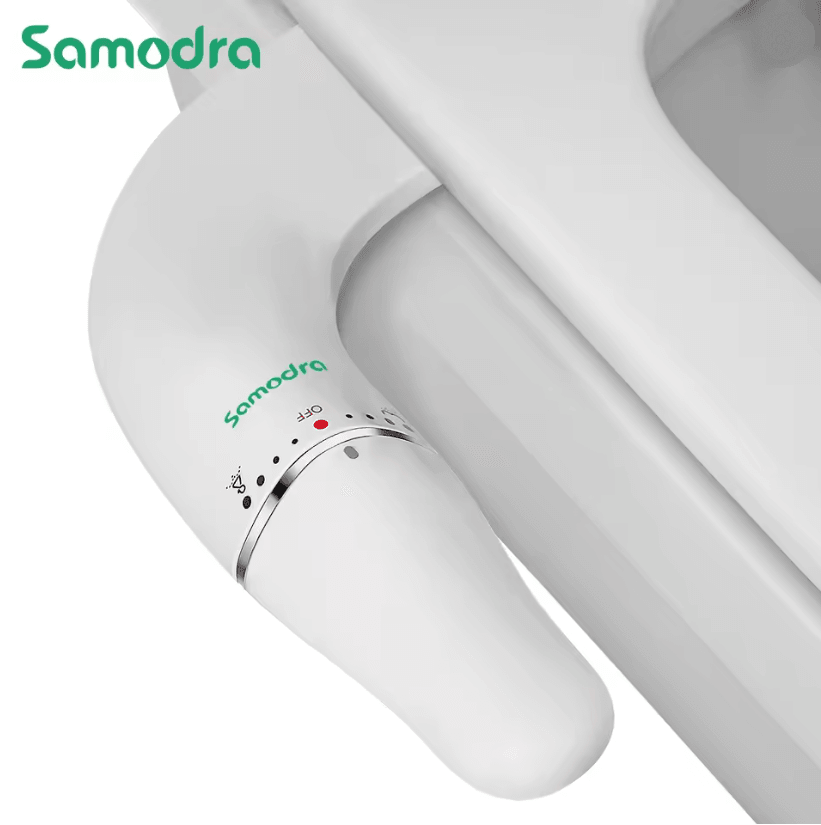 SAMODRA Ultra Slim Bidet Attachment Dual Nozzle Adjustable Water Pressure Non Electric