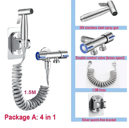Stainless Steel Handheld Bidet Sprayer Set For Toilet With Self Cleaning Nozzle 4