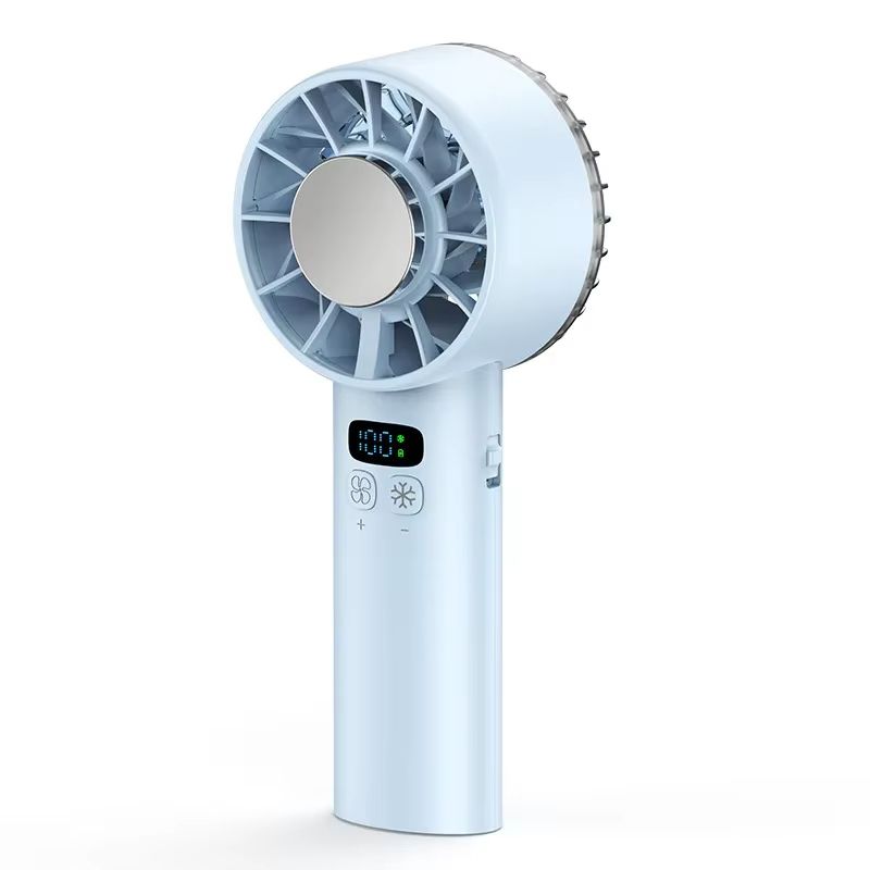 Ice Compress Portable Mini Fan  USB Rechargeable Handheld Cooling Fan With LED Display For Travel C 5