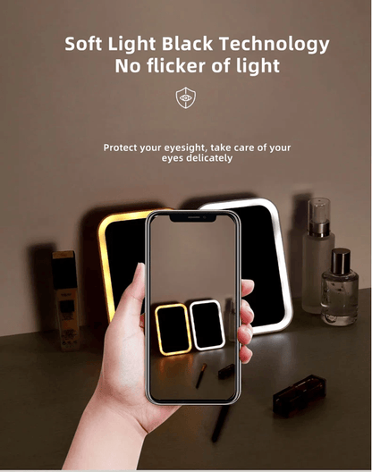 LED Touch Screen Makeup Mirror With Folding Design And USB Rechargeable Light 2