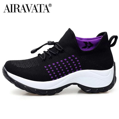 Womens Breathable Walking Sneakers  Lightweight Fly Weave Casual Shoes NonSlip Sole Sizes 3545 1