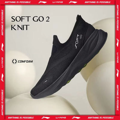 Li-Ning SOFT GO 2 Knit Slip-On Walking Shoes – Lightweight Cushion Sneakers for Men