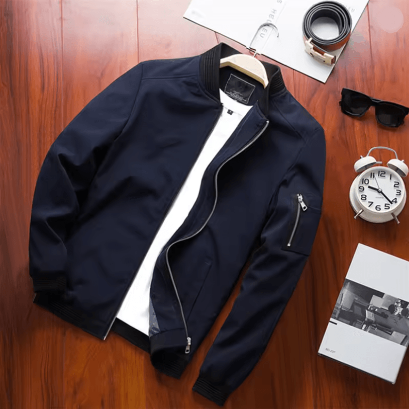 Mens Slim Bomber Jacket Lightweight Windbreaker with Zipper