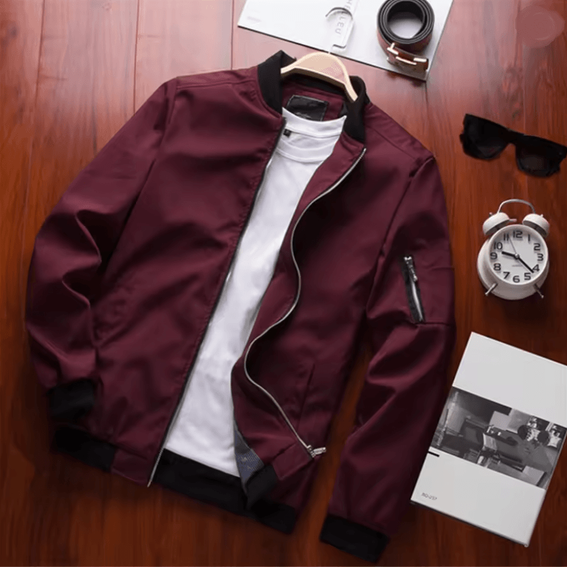 Mens Slim Bomber Jacket Lightweight Windbreaker With Zipper 4