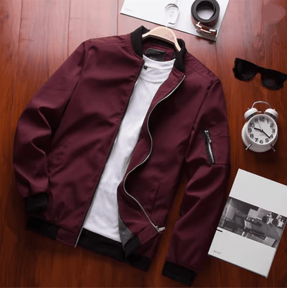 Mens Slim Bomber Jacket Lightweight Windbreaker With Zipper 4