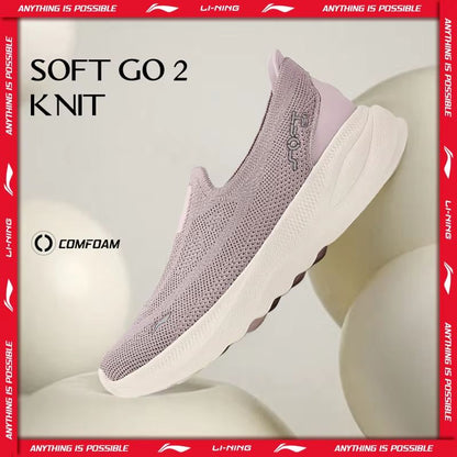 Li-Ning Soft Go 2 Knit Women Slip On Walking Shoes Breathable Lightweight Sneakers