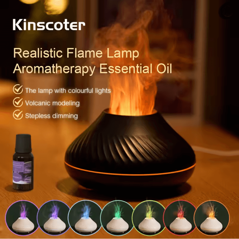 Volcanic Flame Aroma Diffuser Essential Oil Humidifier with Night Light
