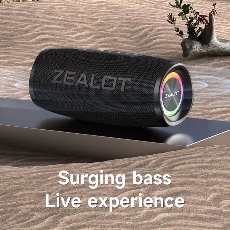 ZEALOTS56 Bluetooth Speaker  40W Powerful Bass IPX6 Waterproof Outdoor  Camping Speaker 4