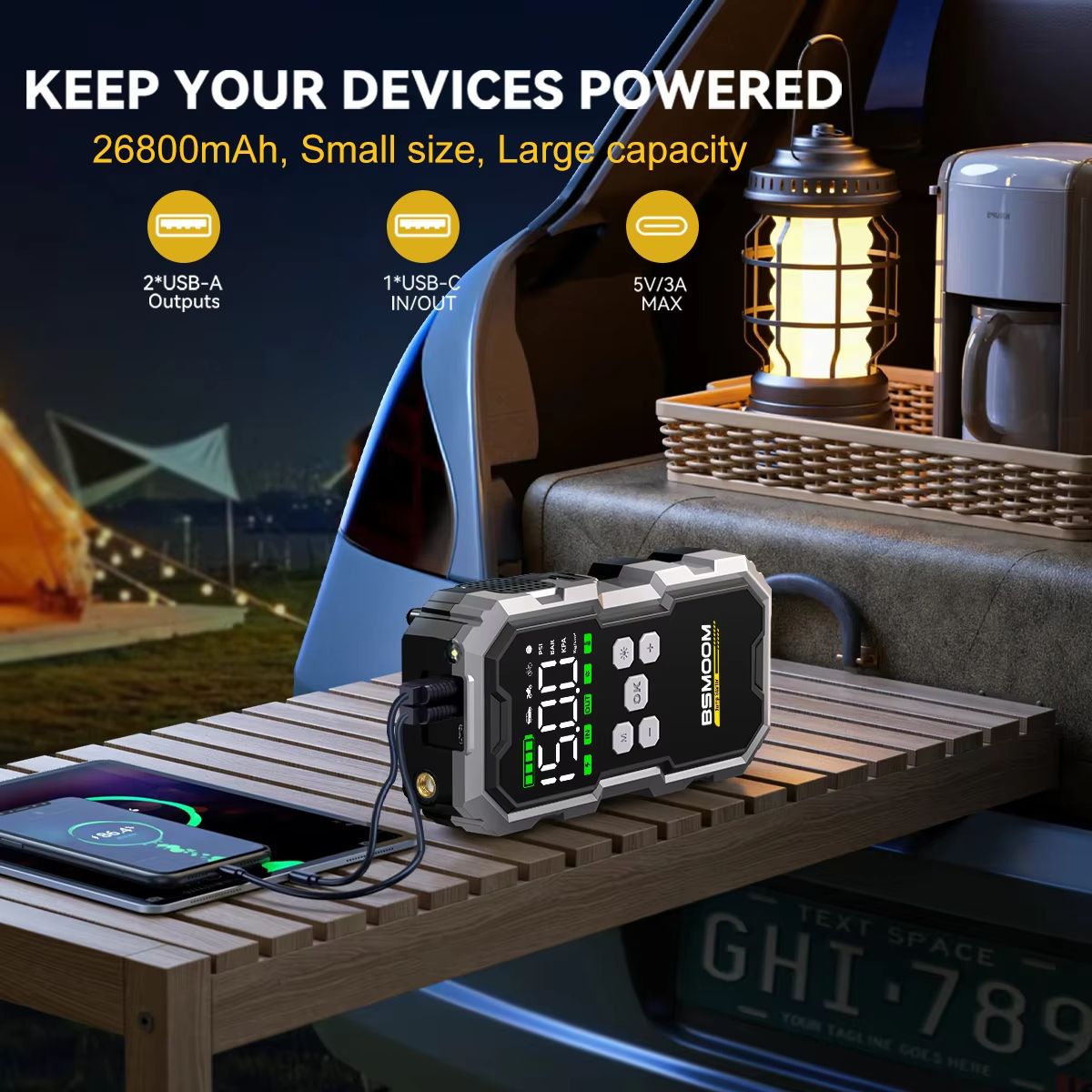 150PSI Car Air Pump  7000A Jump Starter  Portable Car Battery Booster And Power Bank 3