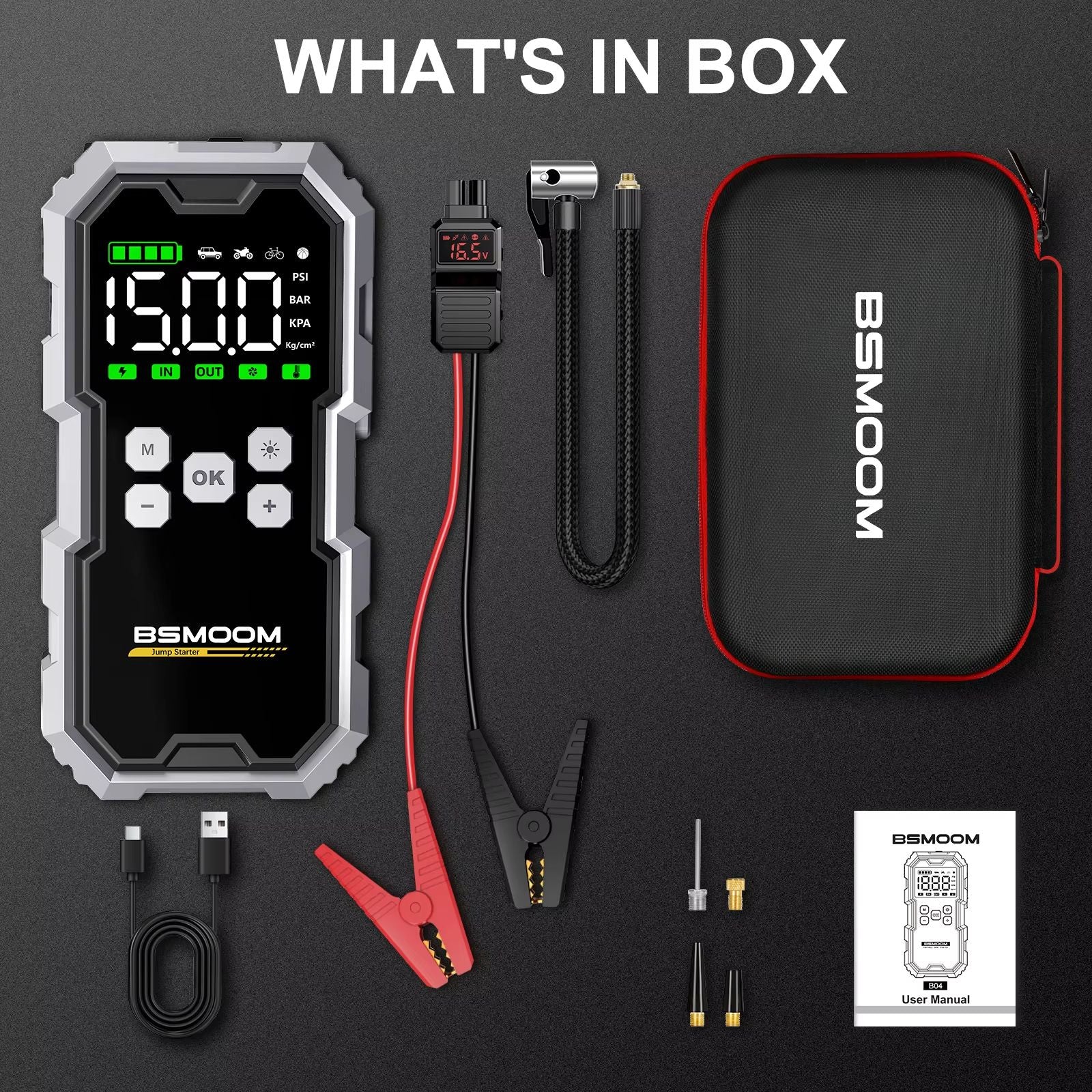 150PSI Car Air Pump  7000A Jump Starter  Portable Car Battery Booster And Power Bank 7