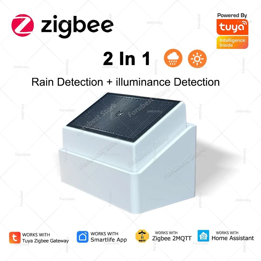 2 in 1 Zigbee Rain and Brightness Sensor for Smart Home Automation