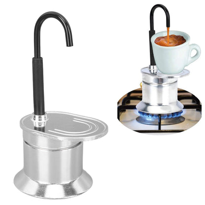 Single Tube Moka Pot 1 Cup 50ml Aluminum Alloy Spout Stovetop Italian Moka Coffee Maker for Outdoor Parties and Travel