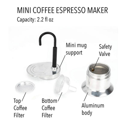Single Tube Moka Pot 1 Cup 50ml Aluminum Alloy Spout Stovetop Italian Moka Coffee Maker For Outdoor 3