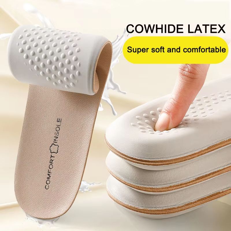 Premium Leather Arch Support Insoles – Shock Absorbing Cowhide Inserts for Plantar Fasciitis Relief