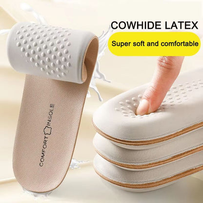 Premium Leather Arch Support Insoles – Shock Absorbing Cowhide Inserts for Plantar Fasciitis Relief