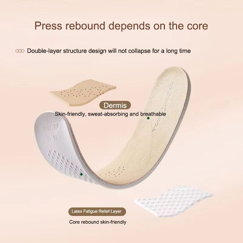 Premium Leather Arch Support Insoles  Shock Absorbing Cowhide Inserts For Plantar Fasciitis Relief 2