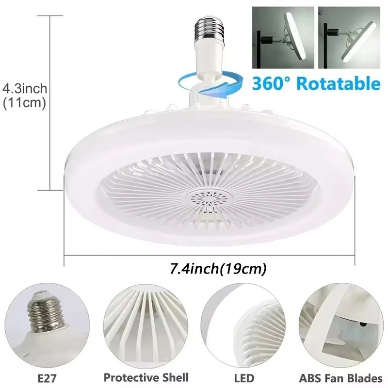 2in1 Ceiling Fan With LED Light  Dimmable E27 Base Lamp With 3 Speed Settings For Bedroom Living Ro 2