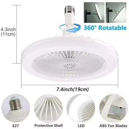 2in1 Ceiling Fan With LED Light  Dimmable E27 Base Lamp With 3 Speed Settings For Bedroom Living Ro 2