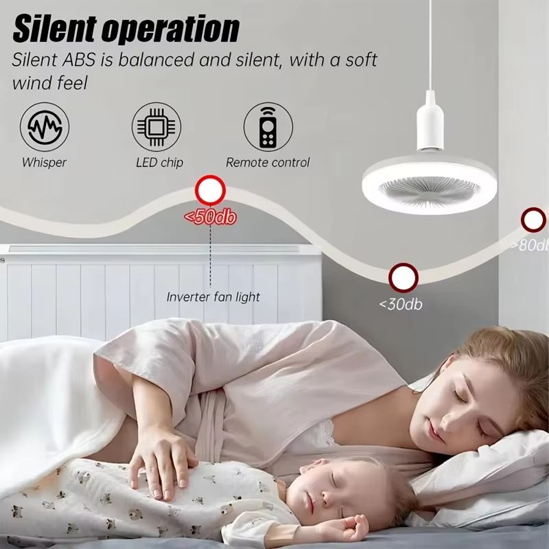 2in1 Ceiling Fan With LED Light  Dimmable E27 Base Lamp With 3 Speed Settings For Bedroom Living Ro 5