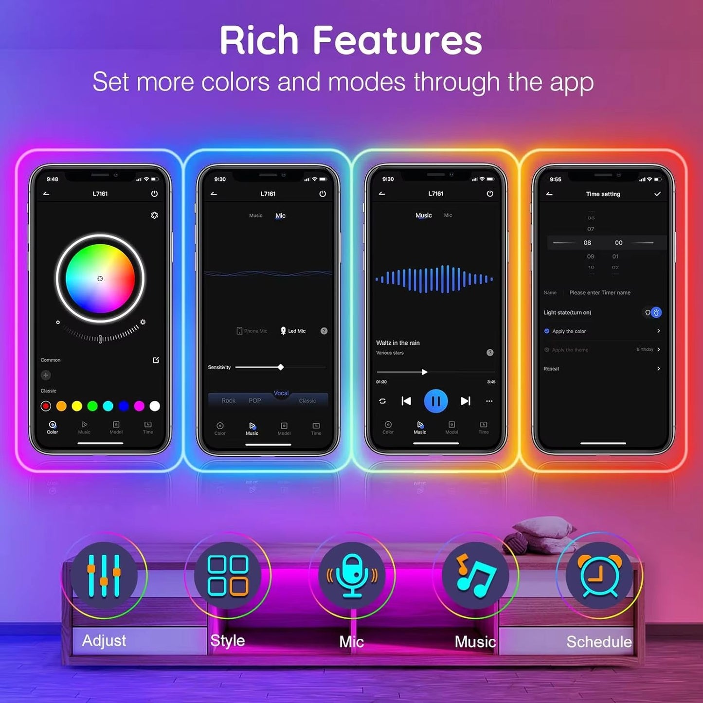 Mexllex Waterproof RGB Neon Light Strip 20M30M With App  Remote Music Sync LED Lights For Bedroom O 2